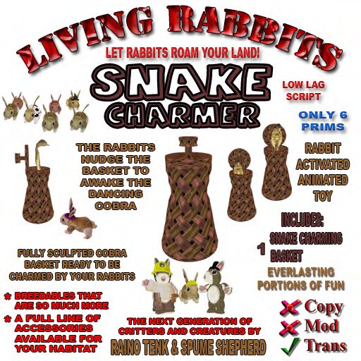 Second Life Marketplace - [Rainimal-SS] Living Rabbit Toy - Snake Charmer
